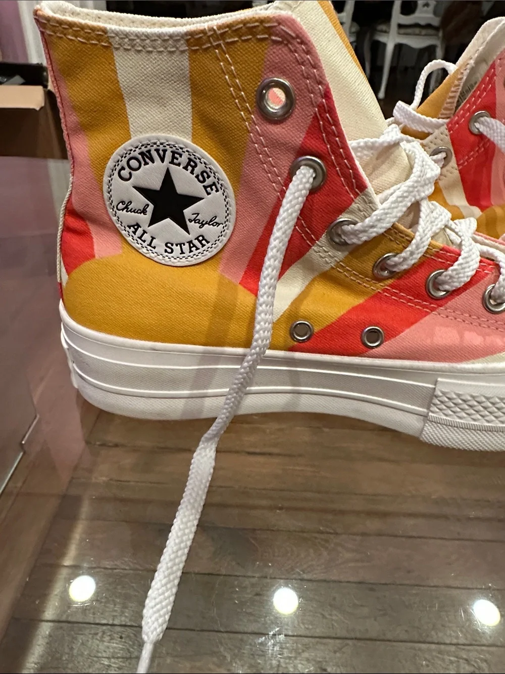 Converse Summer Spirit High-Top Sneakers in Pink, Yellow & Cream